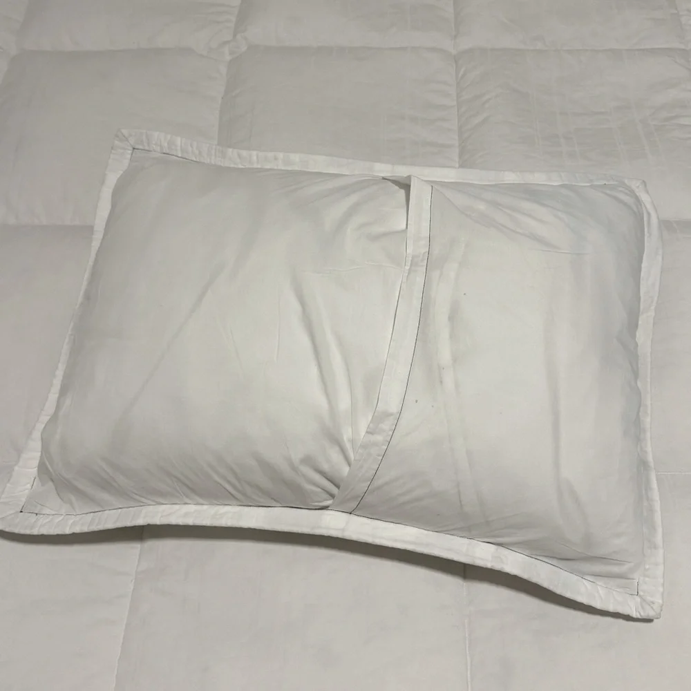 Crate&Barrel Embroidered Contrast Weave Standard Cotton Sham Pillow Case